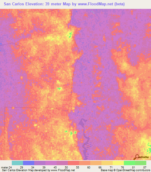 San Carlos,Mexico Elevation Map