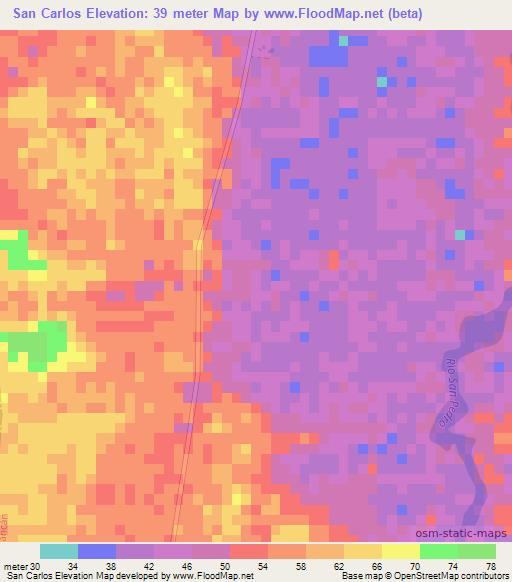 San Carlos,Mexico Elevation Map