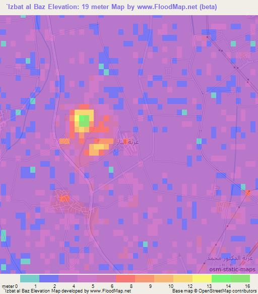 `Izbat al Baz,Egypt Elevation Map