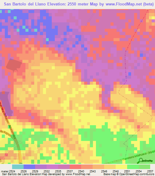 San Bartolo del Llano,Mexico Elevation Map