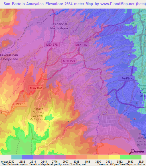 San Bartolo Amayalco,Mexico Elevation Map