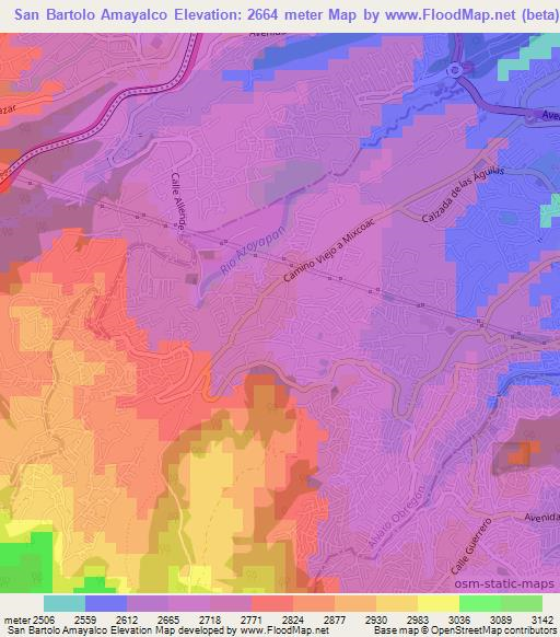 San Bartolo Amayalco,Mexico Elevation Map