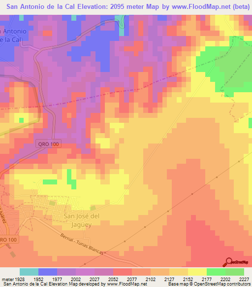 San Antonio de la Cal,Mexico Elevation Map