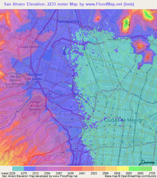 San Alvaro,Mexico Elevation Map