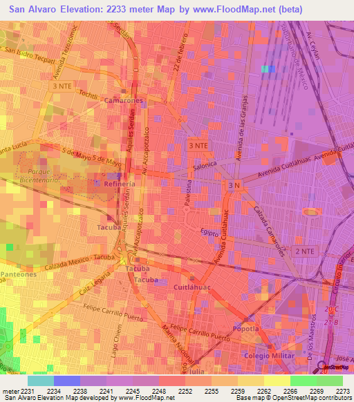 San Alvaro,Mexico Elevation Map