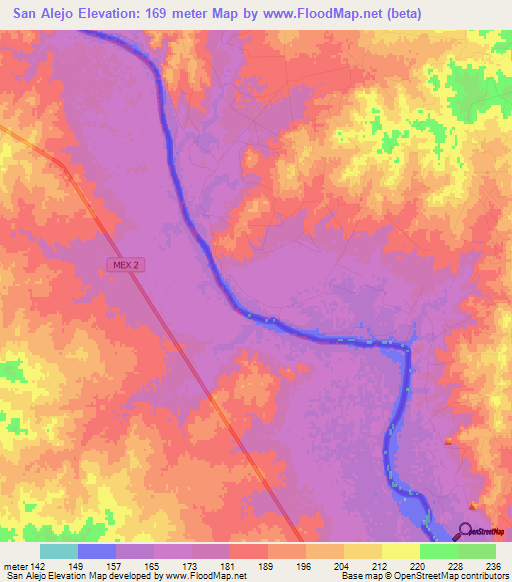 San Alejo,Mexico Elevation Map