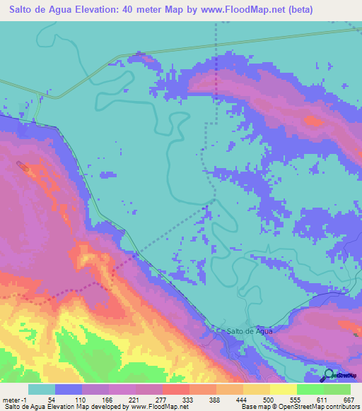 Salto de Agua,Mexico Elevation Map