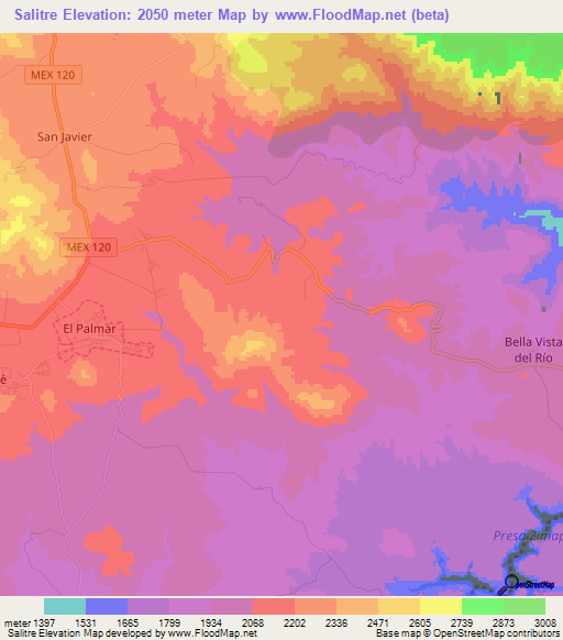 Salitre,Mexico Elevation Map