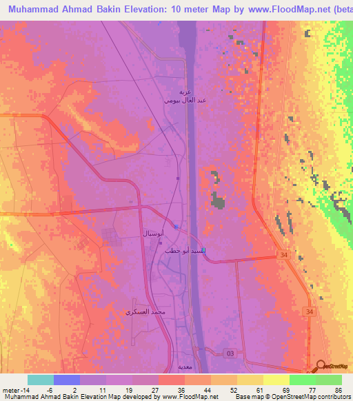 Muhammad Ahmad Bakin,Egypt Elevation Map
