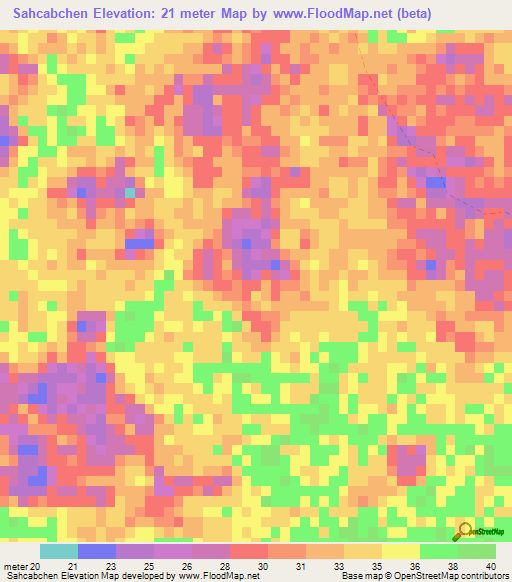 Sahcabchen,Mexico Elevation Map