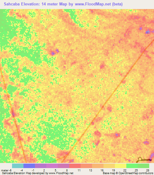 Sahcaba,Mexico Elevation Map