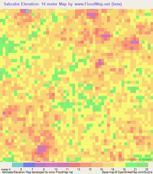 Sahcaba,Mexico Elevation Map