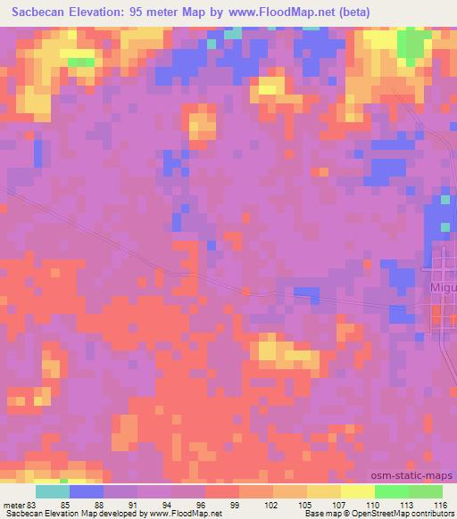 Sacbecan,Mexico Elevation Map