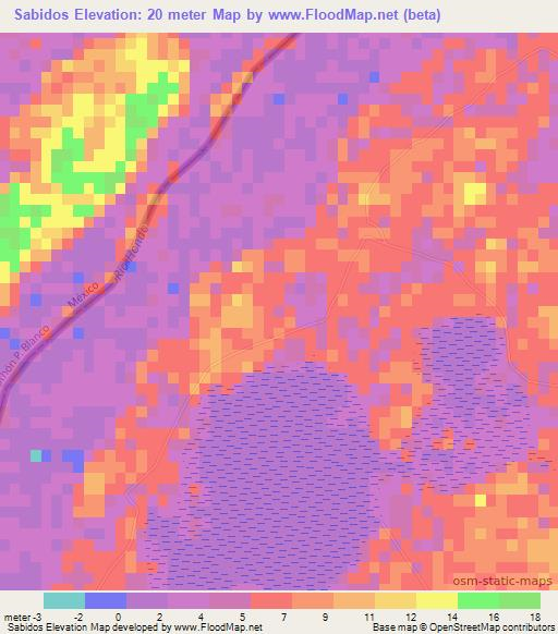 Sabidos,Mexico Elevation Map