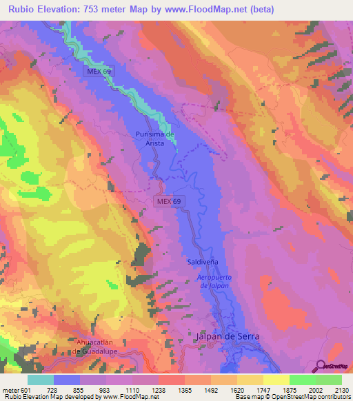 Rubio,Mexico Elevation Map