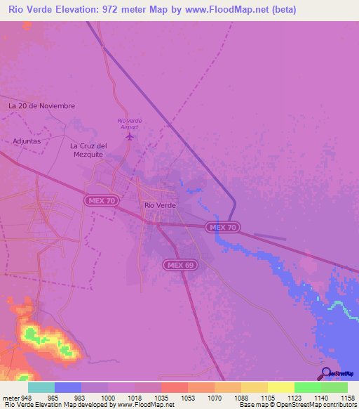 Rio Verde,Mexico Elevation Map