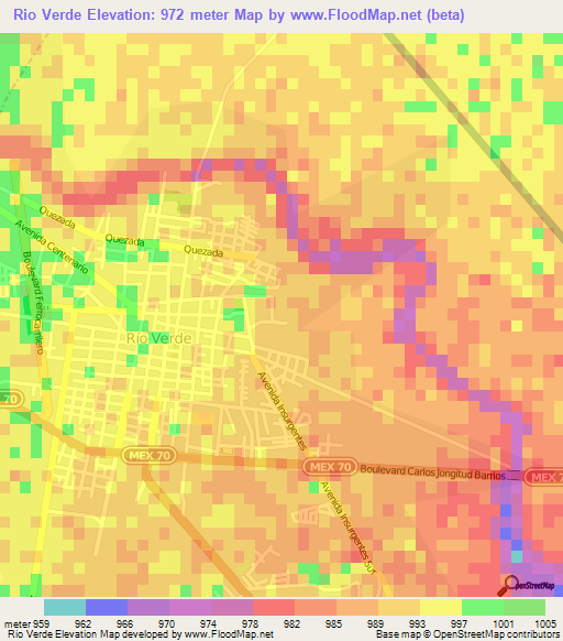 Rio Verde,Mexico Elevation Map