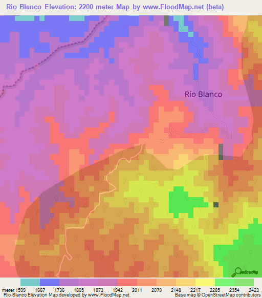 Rio Blanco,Mexico Elevation Map