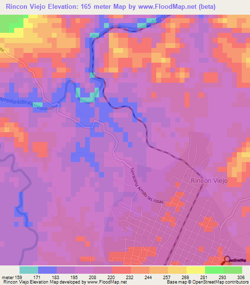 Rincon Viejo,Mexico Elevation Map