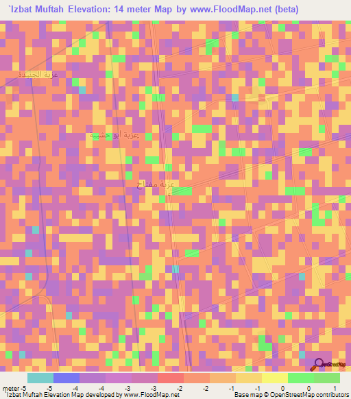 `Izbat Muftah,Egypt Elevation Map