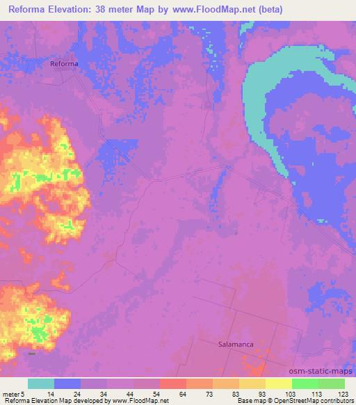 Reforma,Mexico Elevation Map