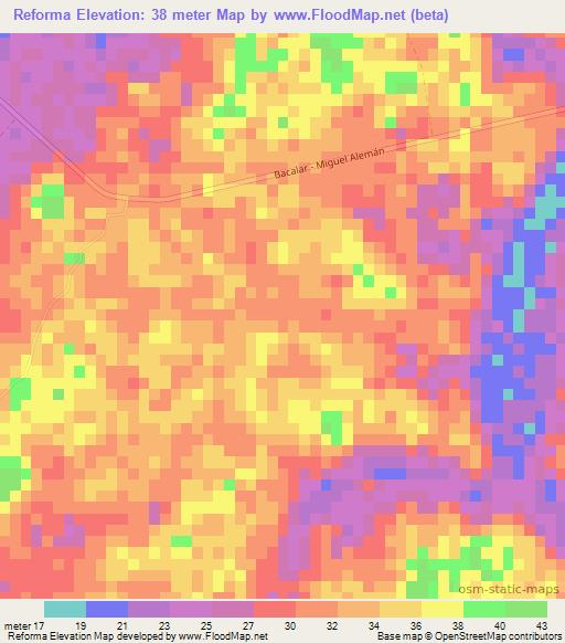 Reforma,Mexico Elevation Map