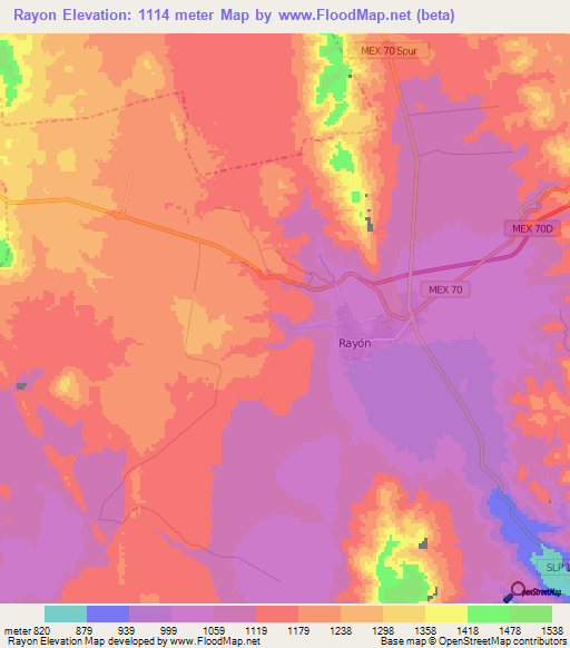 Rayon,Mexico Elevation Map