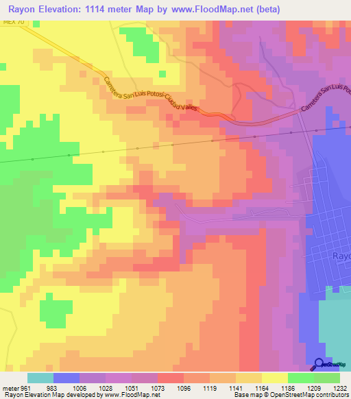 Rayon,Mexico Elevation Map