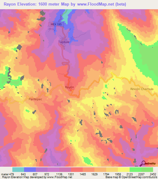 Rayon,Mexico Elevation Map