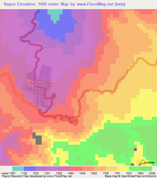 Rayon,Mexico Elevation Map