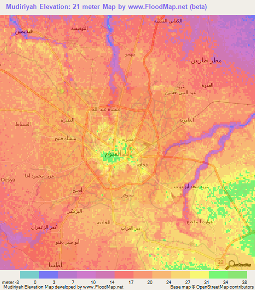 Mudiriyah,Egypt Elevation Map