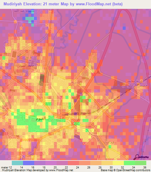 Mudiriyah,Egypt Elevation Map