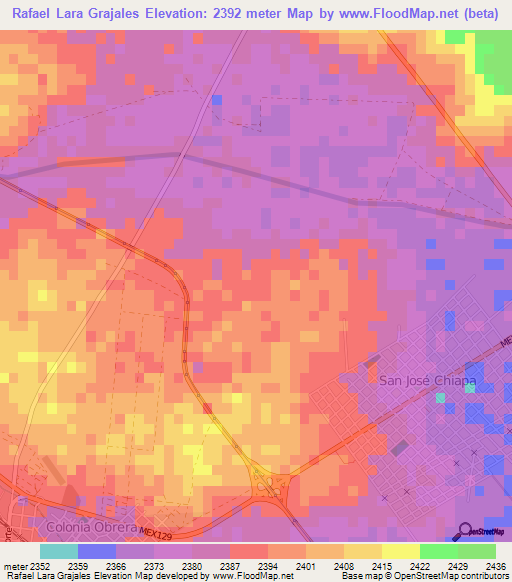 Rafael Lara Grajales,Mexico Elevation Map