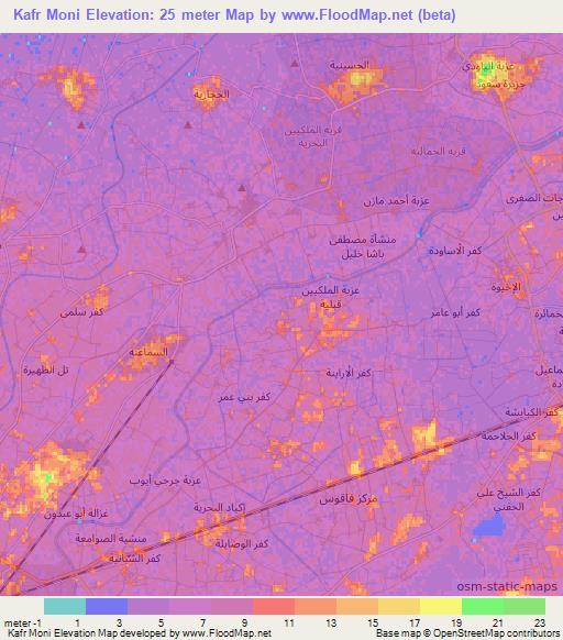 Kafr Moni,Egypt Elevation Map