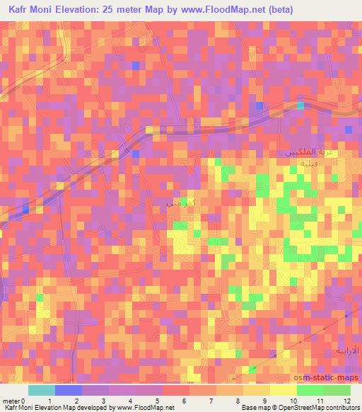 Kafr Moni,Egypt Elevation Map