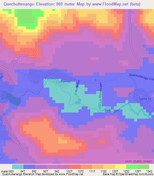 Quechultenango,Mexico Elevation Map