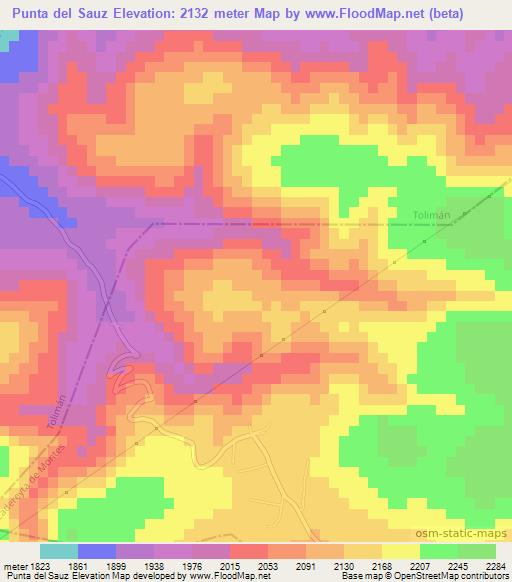Punta del Sauz,Mexico Elevation Map