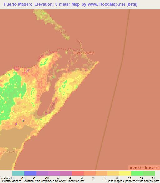 Puerto Madero,Mexico Elevation Map