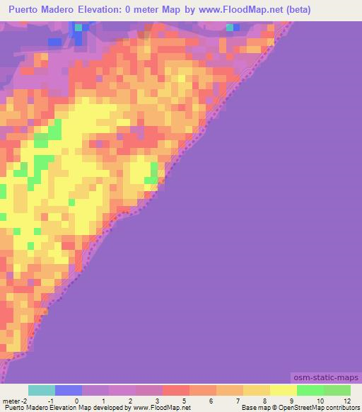 Puerto Madero,Mexico Elevation Map