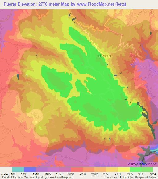 Puerta,Mexico Elevation Map