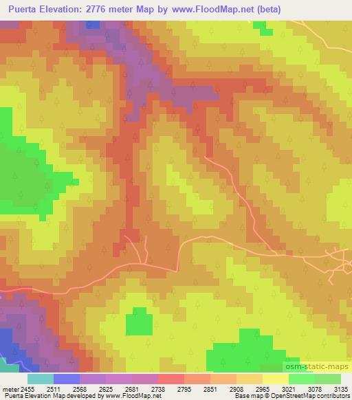 Puerta,Mexico Elevation Map