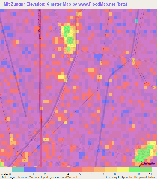 Mit Zungur,Egypt Elevation Map