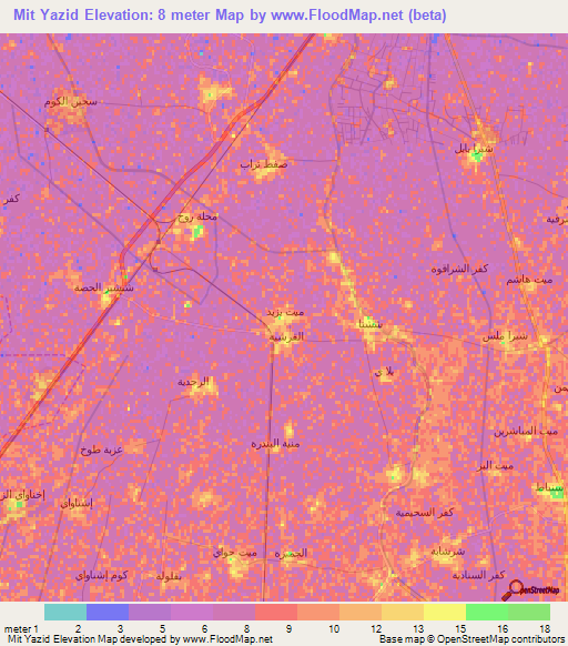 Mit Yazid,Egypt Elevation Map