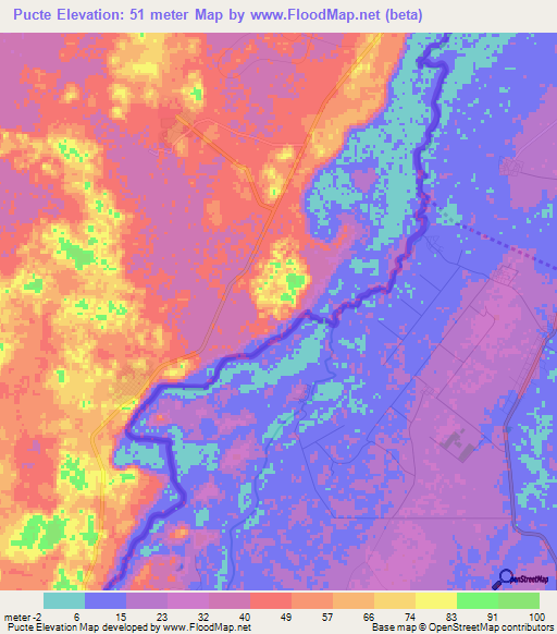 Pucte,Mexico Elevation Map