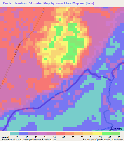 Pucte,Mexico Elevation Map