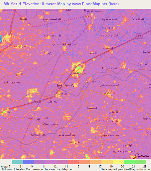 Mit Yazid,Egypt Elevation Map