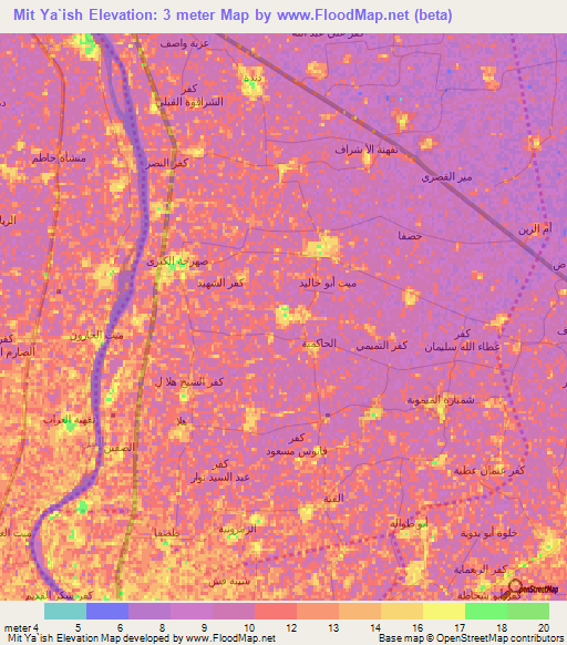 Mit Ya`ish,Egypt Elevation Map