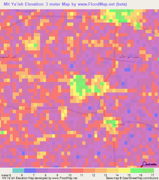 Mit Ya`ish,Egypt Elevation Map