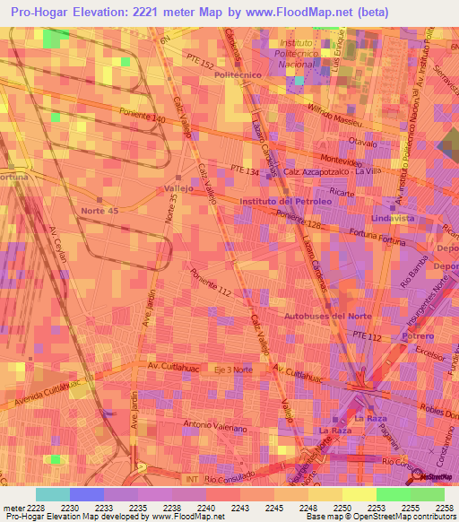 Pro-Hogar,Mexico Elevation Map