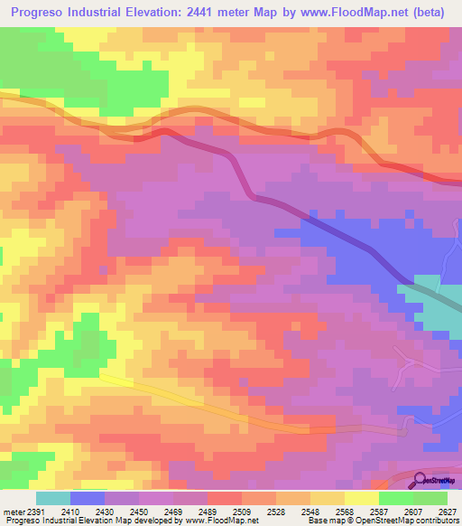 Progreso Industrial,Mexico Elevation Map